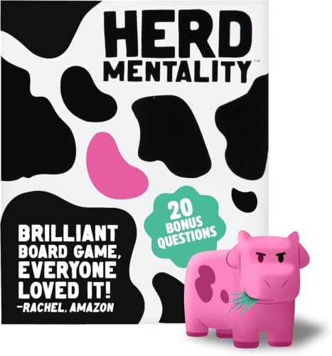Herd Mentality: Udderly Funny Family Board Game | Easy & Fun for Big Groups of 4-20 Players | Includes 20 Extra Exclusive Questions