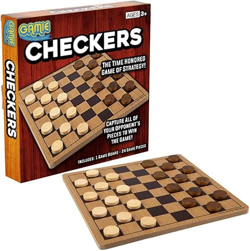 Gamie Wooden Checkers Board Game, Wood Family Board Game for Game Nigh — Build quality and design details up close