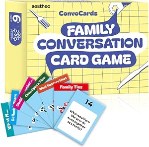 ConvoCards – 150 Family Conversation Cards with Bingo Boards, Fun Dinner Table Game with 6