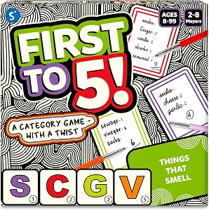 Skillmatics Board & Card Game - First to 5, Category Game with a Twist, Perfect for Pa