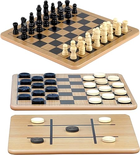 Regal Games - Reversible Wooden Board for Chess, Checkers & Tic-Tac-To — Our recommended configuration for best results